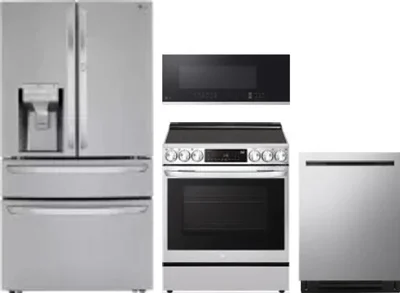 4 Piece Package Includes Refrigerator, Range, Microwave And Dishwasher