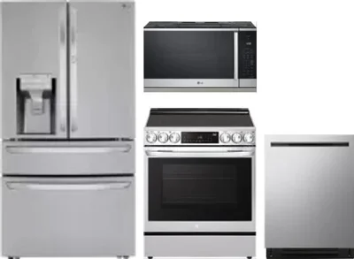 4 Piece Package Includes Refrigerator, Range, Microwave And Dishwasher