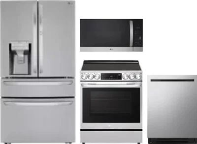 4 Piece Package Includes Refrigerator, Range, Microwave And Dishwasher
