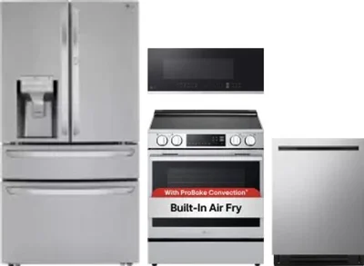 4 Piece Package Includes Refrigerator, Range, Microwave And Dishwasher