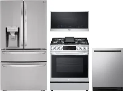 4 Piece Package Includes Refrigerator, Range, Microwave And Dishwasher