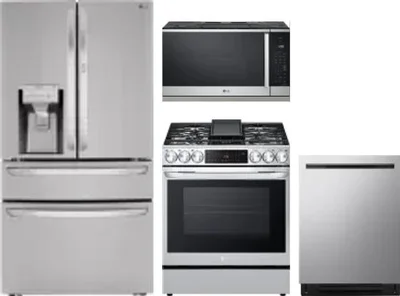 4 Piece Package Includes Refrigerator, Range, Microwave And Dishwasher