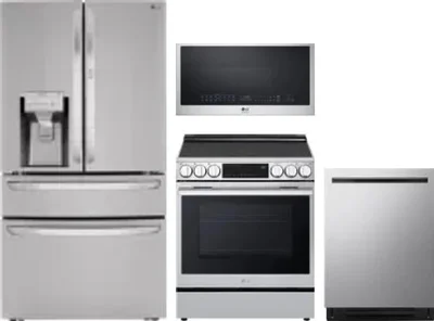 4 Piece Package Includes Refrigerator, Range, Microwave And Dishwasher