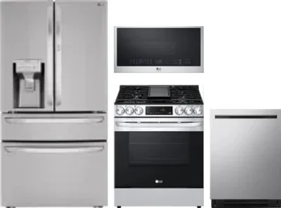 4 Piece Package Includes Refrigerator, Range, Microwave And Dishwasher