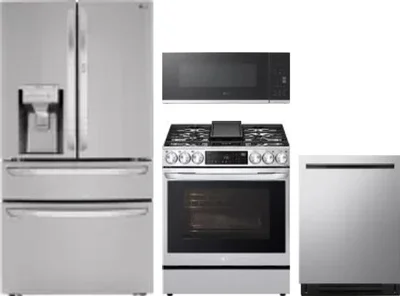 4 Piece Package Includes Refrigerator, Range, Microwave And Dishwasher