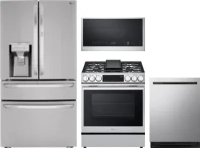 4 Piece Package Includes Refrigerator, Range, Microwave And Dishwasher