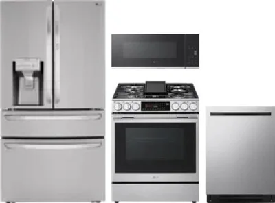 4 Piece Package Includes Refrigerator, Range, Microwave And Dishwasher