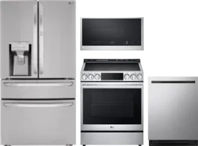 4 Piece Package Includes Refrigerator, Range, Microwave And Dishwasher