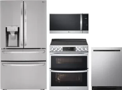4 Piece Package Includes Refrigerator, Range, Microwave And Dishwasher