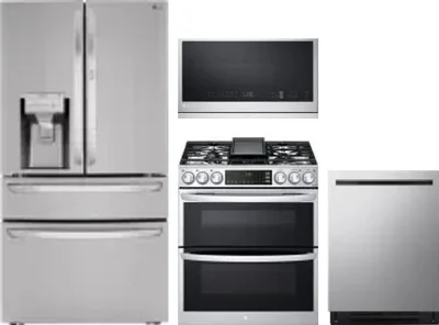 4 Piece Package Includes Refrigerator, Range, Microwave And Dishwasher