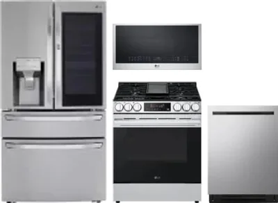 4 Piece Package Includes Refrigerator, Range, Microwave And Dishwasher