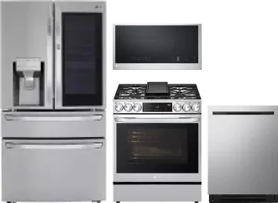 4 Piece Package Includes Refrigerator, Range, Microwave And Dishwasher