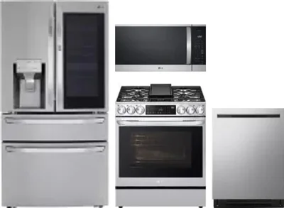 4 Piece Package Includes Refrigerator, Range, Microwave And Dishwasher