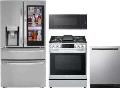 4 Piece Package Includes Refrigerator, Range, Microwave And Dishwasher