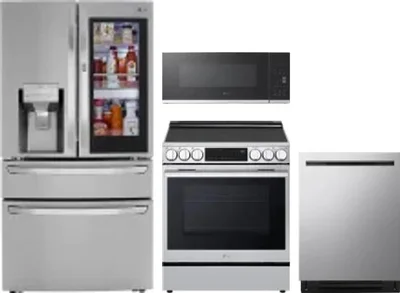 4 Piece Package Includes Refrigerator, Range, Microwave And Dishwasher
