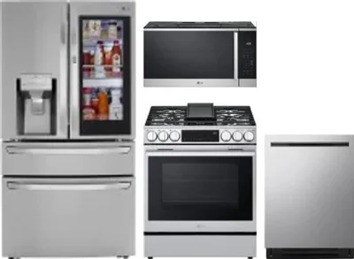 4 Piece Package Includes Refrigerator, Range, Microwave And Dishwasher