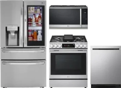 4 Piece Package Includes Refrigerator, Range, Microwave And Dishwasher