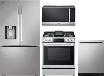 4 Piece Package Includes Refrigerator, Range, Microwave And Dishwasher