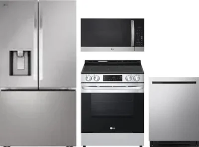 4 Piece Package Includes Refrigerator, Range, Microwave And Dishwasher