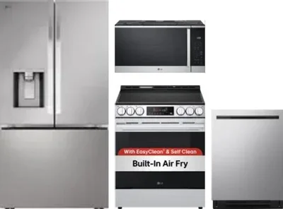 4 Piece Package Includes Refrigerator, Range, Microwave And Dishwasher