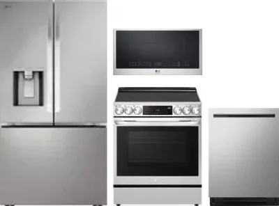 4 Piece Package Includes Refrigerator, Range, Microwave And Dishwasher