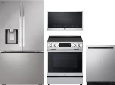 4 Piece Package Includes Refrigerator, Range, Microwave And Dishwasher