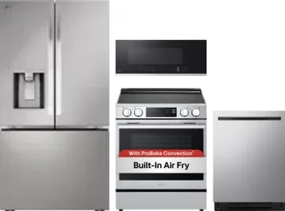 4 Piece Package Includes Refrigerator, Range, Microwave And Dishwasher