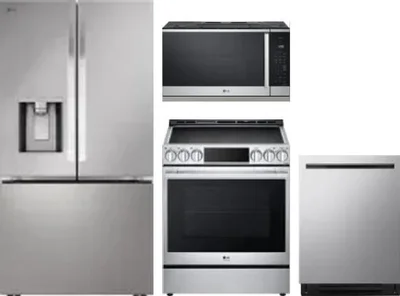 4 Piece Package Includes Refrigerator, Range, Microwave And Dishwasher