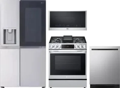 4 Piece Package Includes Refrigerator, Range, Microwave And Dishwasher