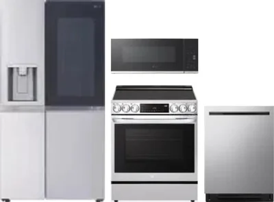 4 Piece Package Includes Refrigerator, Range, Microwave And Dishwasher