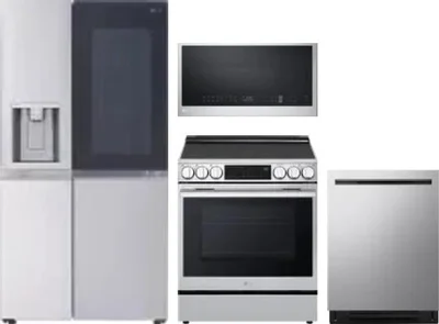 4 Piece Package Includes Refrigerator, Range, Microwave And Dishwasher