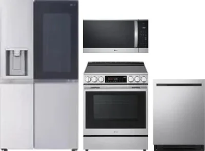 4 Piece Package Includes Refrigerator, Range, Microwave And Dishwasher