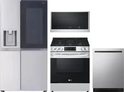 4 Piece Package Includes Refrigerator, Range, Microwave And Dishwasher