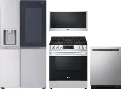 4 Piece Package Includes Refrigerator, Range, Microwave And Dishwasher
