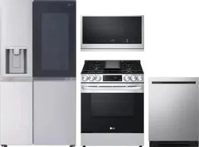 4 Piece Package Includes Refrigerator, Range, Microwave And Dishwasher
