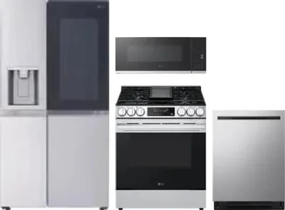4 Piece Package Includes Refrigerator, Range, Microwave And Dishwasher