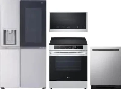 4 Piece Package Includes Refrigerator, Range, Microwave And Dishwasher