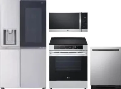 4 Piece Package Includes Refrigerator, Range, Microwave And Dishwasher