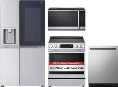 4 Piece Package Includes Refrigerator, Range, Microwave And Dishwasher