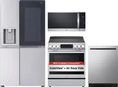 4 Piece Package Includes Refrigerator, Range, Microwave And Dishwasher