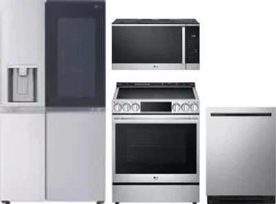 4 Piece Package Includes Refrigerator, Range, Microwave And Dishwasher
