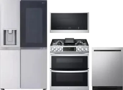 4 Piece Package Includes Refrigerator, Range, Microwave And Dishwasher