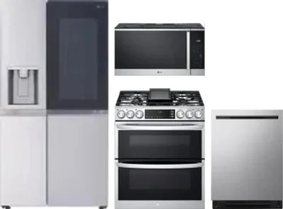 4 Piece Package Includes Refrigerator, Range, Microwave And Dishwasher