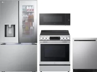 4 Piece Package Includes Refrigerator, Range, Microwave And Dishwasher