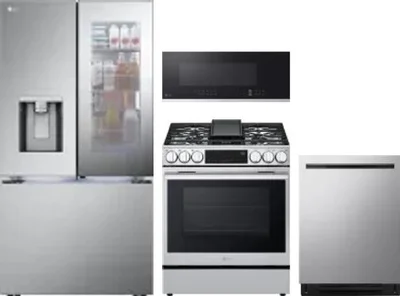 4 Piece Package Includes Refrigerator, Range, Microwave And Dishwasher