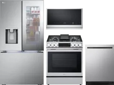 4 Piece Package Includes Refrigerator, Range, Microwave And Dishwasher