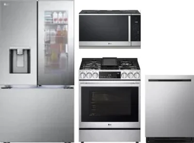 4 Piece Package Includes Refrigerator, Range, Microwave And Dishwasher