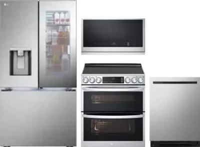 4 Piece Package Includes Refrigerator, Range, Microwave And Dishwasher