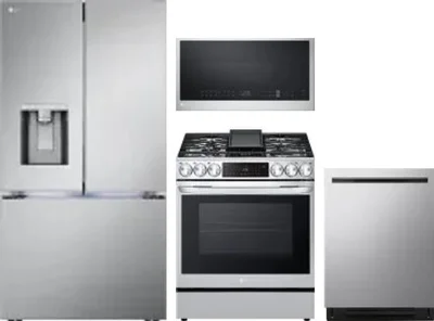 4 Piece Package Includes Refrigerator, Range, Microwave And Dishwasher