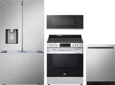 4 Piece Package Includes Refrigerator, Range, Microwave And Dishwasher